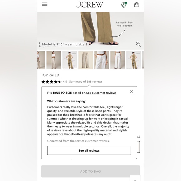 J.Crew NWOT SZ 6 100% NATURAL LINEN Wide-leg Essential Pant 100% linen - Picture 12 of 15